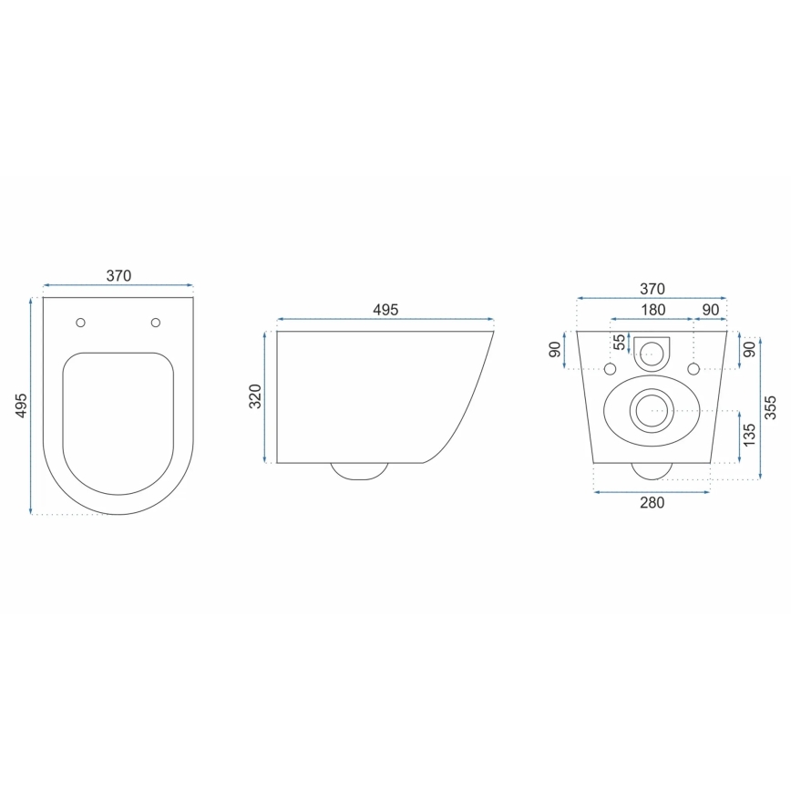 REA-C2760 - Seinale kinnitatav WC koos istmekaanega CARLO FLAT MINI RIMLESS keraamiline/läikiv valge
