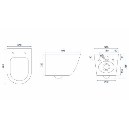 REA-C5500 - Riputatav WC-pott koos istmekaanega CARLO MINI TORNADO RIMLESS keraamika/kreemjas