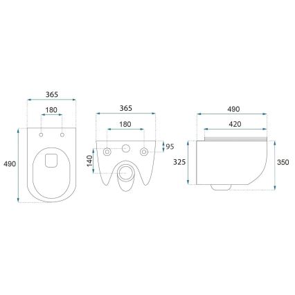 REA-C6806 - Seinale kinnitatav WC-pott koos kaanega CARLO MINI TORNADO RIMLESS keraamika/valge/kuldne