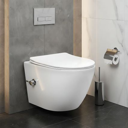 REA-C9701 - Seinale kinnitatav WC bidee-dušiga CARLO LUX keraamika/valge