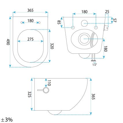 REA-C9701 - Seinale kinnitatav WC bidee-dušiga CARLO LUX keraamika/valge
