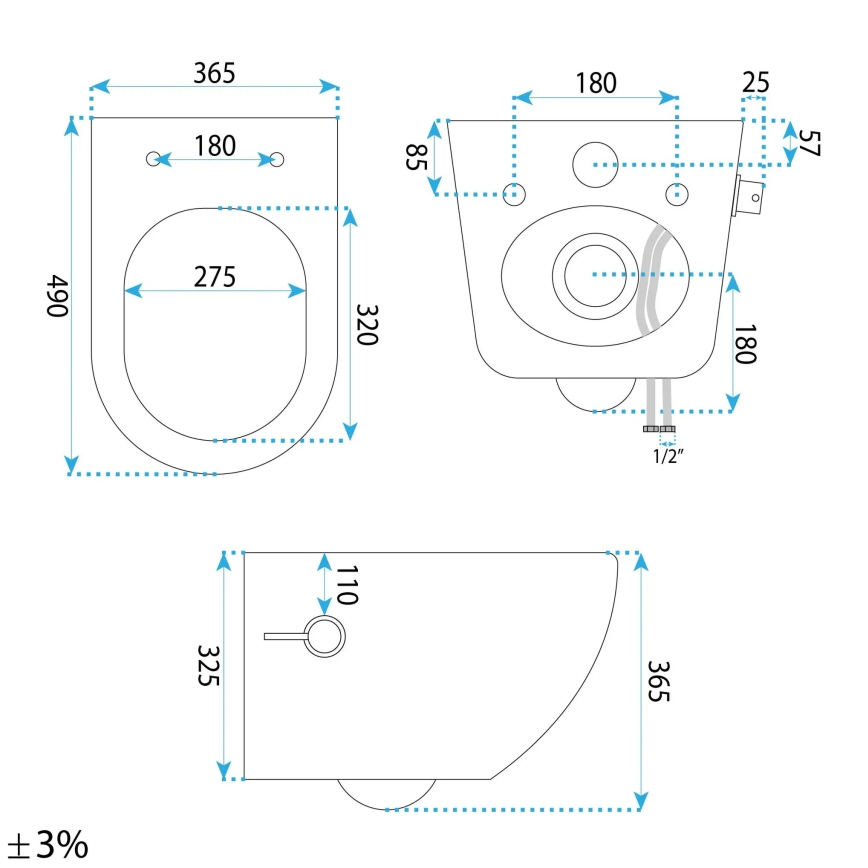 REA-C9701 - Seinale kinnitatav WC bidee-dušiga CARLO LUX keraamika/valge