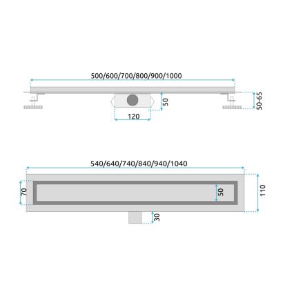 REA-G2501 - NEOX äravoolurenn 60 cm roostevabast terasest