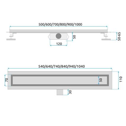 REA-G2562 - NEOX äravoolukanal 70 cm roostevaba teras/kuldne