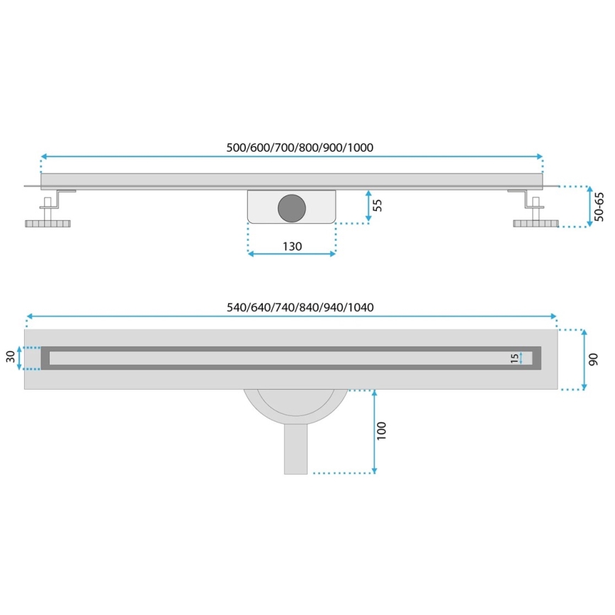 REA-G2710 - Äravoolurenn NEOX SLIM 80 cm roostevabast terasest/must