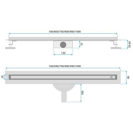 REA-G2710 - NEOX SLIM 80 cm äravoolurenn, roostevaba teras/must