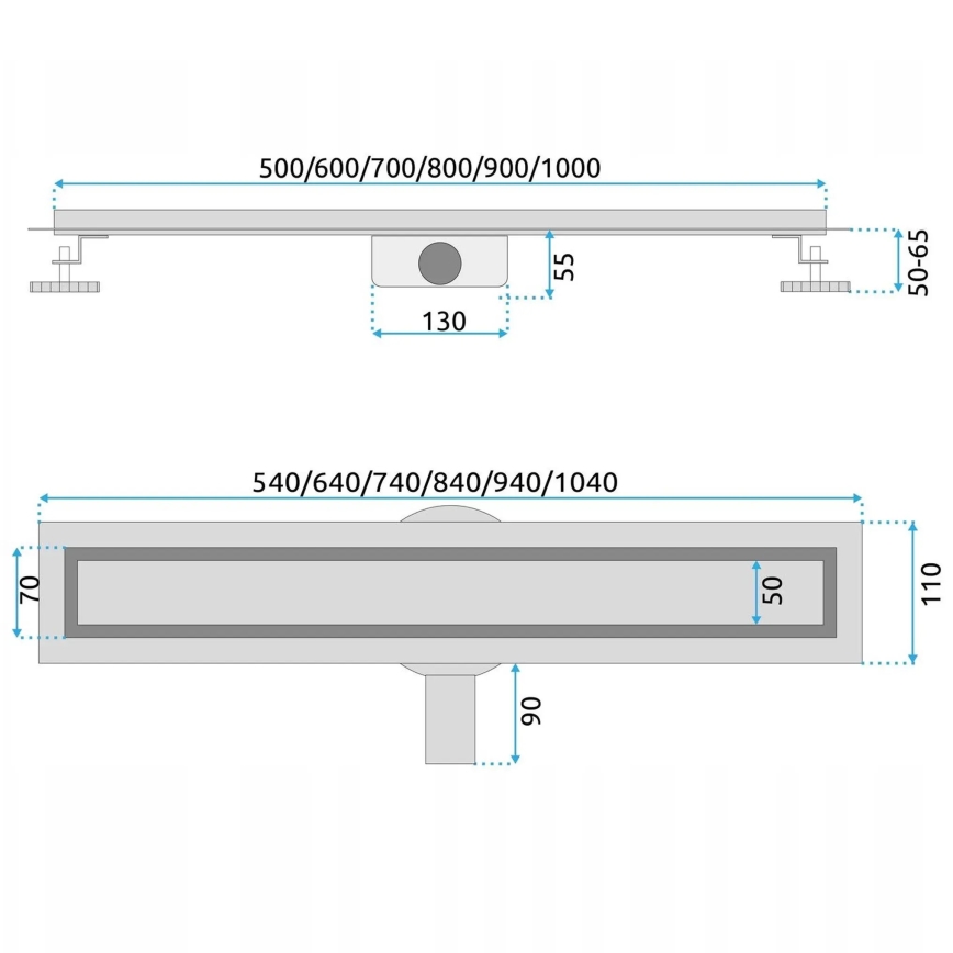 REA-G5806 - NEOX PRO 50 cm äravoolukanal, nikkel