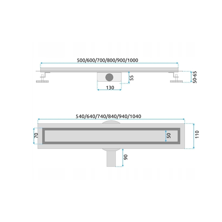 REA-G5808 - Äravoolurenn NEOX PRO 70 cm, roostevabast terasest