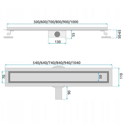 REA-G5810 - äravoolukanal NEOX PRO 90 cm nikkel