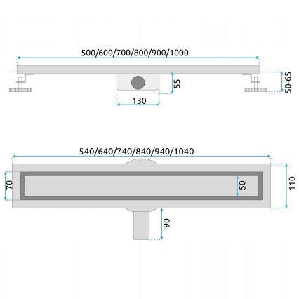 REA-G5811 - NEOX PRO 100 cm nikkelviimistlusega äravoolukanal