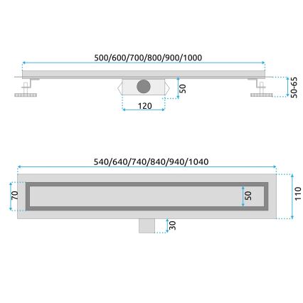 REA-G6602 - PURE NEOX äravoolukanal 70 cm, matt must