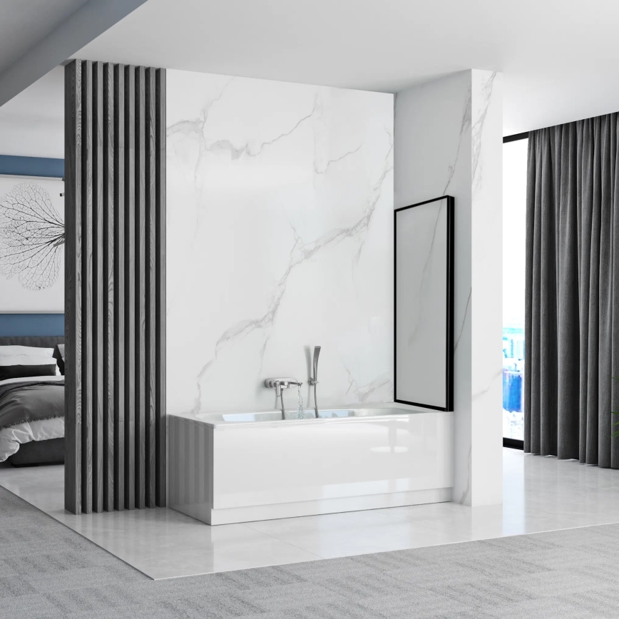 REA-K7632 - Liikuv vannisein LAGOS 140x70 cm must/läbipaistev