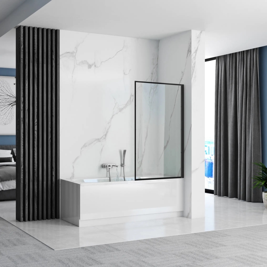 REA-K7633 - Liikuv vannisein LAGOS 140x80 cm must/läbipaistev