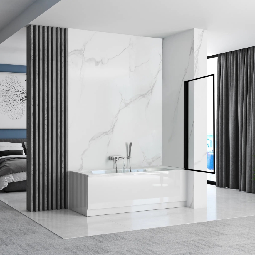 REA-K7633 - Liikuv vannisein LAGOS 140x80 cm must/läbipaistev