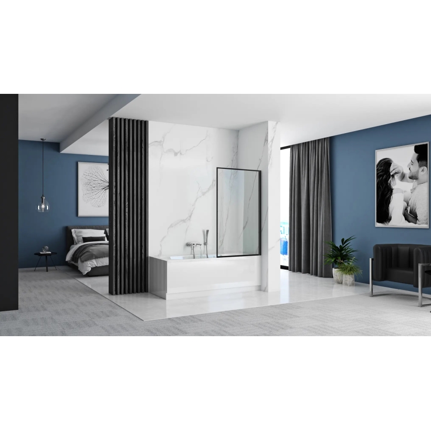 REA-K7633 - Liikuv vannisein LAGOS 140x80 cm must/läbipaistev