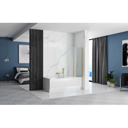 REA-K9777 - Kokkupandav vannisein AGAT 140x100 cm harjatud kuld/läbipaistev