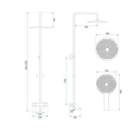 REA-P5960 - Dušikomplekt termostaatsegistiga LUNGO DIAMOND kuldne