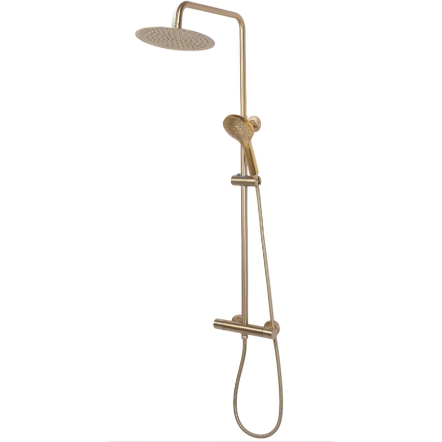 REA-P6602 - Dušikomplekt termostaadiga VINCENT, harjatud kuldne