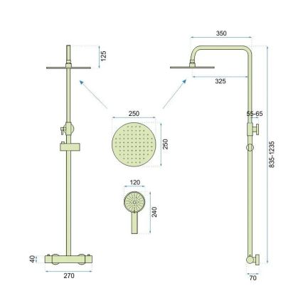 REA-P6602 - Dušikomplekt termostaadiga VINCENT, harjatud kuldne