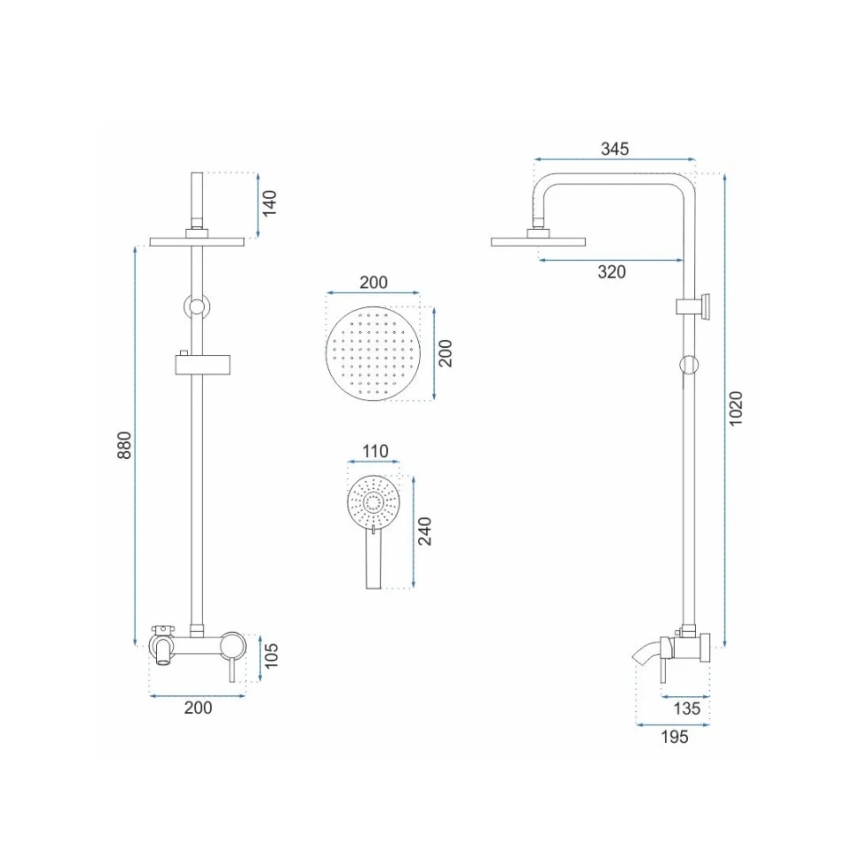 REA-P7051 - LUIS dušikomplekt segistiga, harjatud kuldviimistlusega
