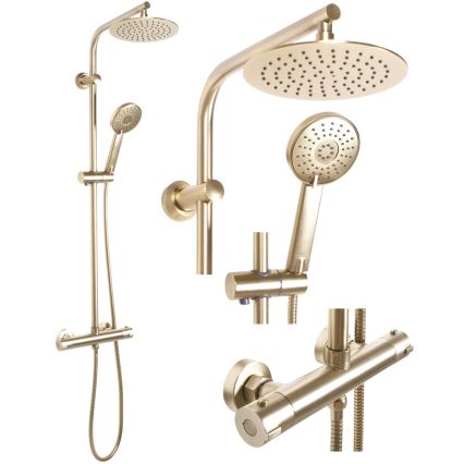REA-P8413 - BLISS termostaatsegistiga dušikomplekt, harjatud kuld