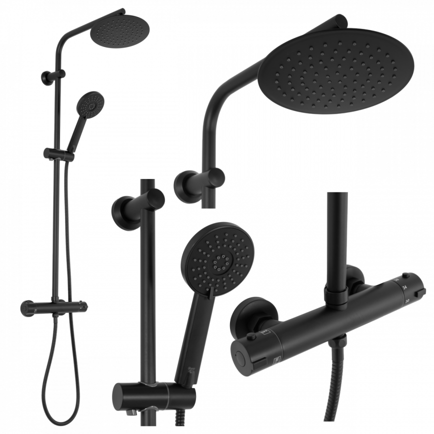 REA-P8804 - Dušikomplekt termostaatsegistiga BLISS mattmust