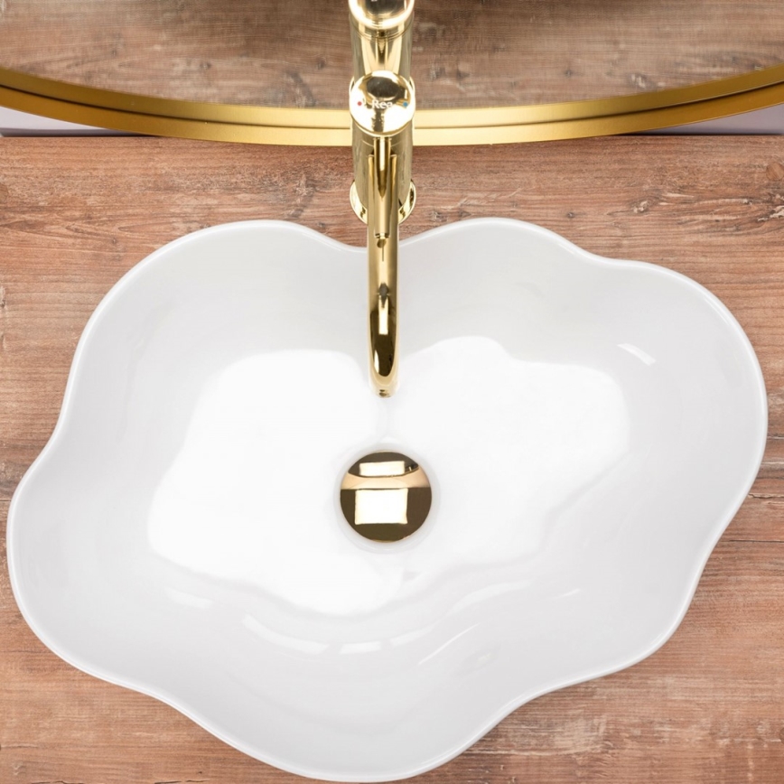 REA-U0265 - Lauapealne valamu PEARL 38x50,5 cm keraamiline/läikiv valge