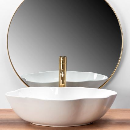 REA-U0265 - Lauapealne valamu PEARL 38x50,5 cm keraamiline/läikiv valge