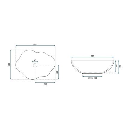 REA-U0265 - Lauapealne valamu PEARL 38x50,5 cm keraamiline/läikiv valge