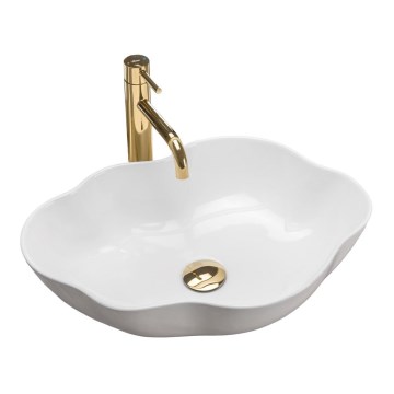 REA-U0265 - Tööpinnale paigaldatav PEARL-valamu 33x53 cm keraamika/läikiv valge