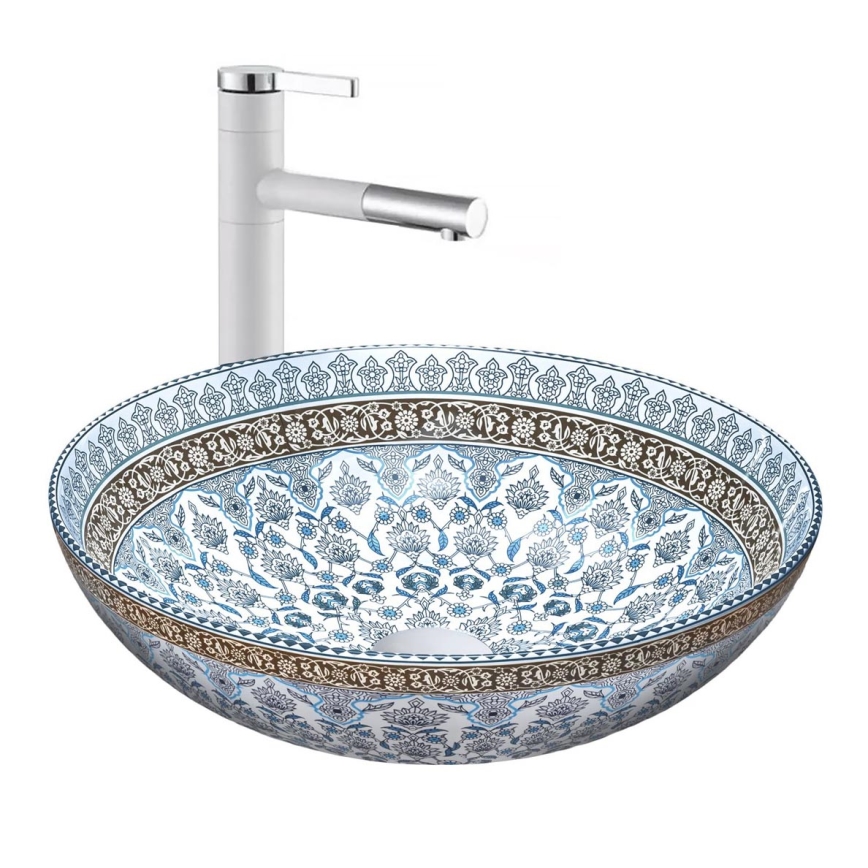 REA-U0267 - Lauaplaadile paigaldatav valamu ARTE, läbimõõt 40 cm, keraamika/ornamentaalne muster