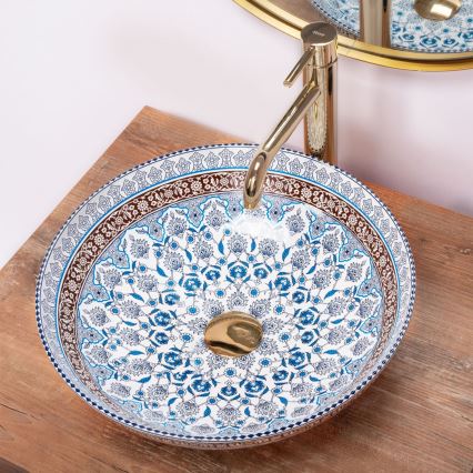 REA-U0267 - Lauaplaadile paigaldatav valamu ARTE, läbimõõt 40 cm, keraamika/ornamentaalne muster