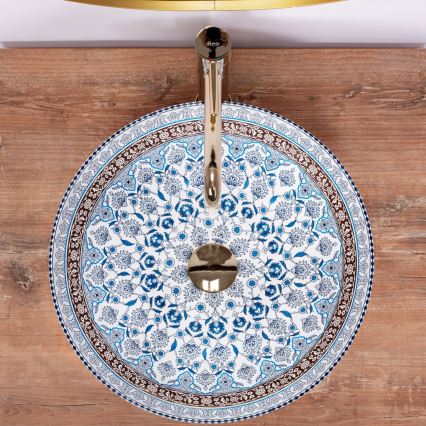 REA-U0267 - Lauaplaadile paigaldatav valamu ARTE, läbimõõt 40 cm, keraamika/ornamentaalne muster