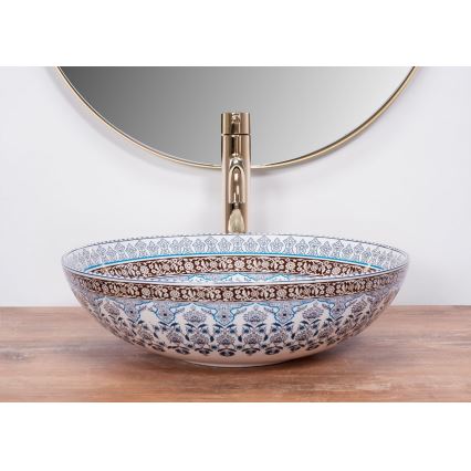 REA-U0267 - Lauaplaadile paigaldatav valamu ARTE, läbimõõt 40 cm, keraamika/ornamentaalne muster