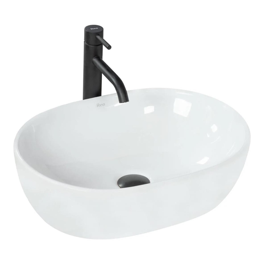REA-U0416 - Lauaplaadile paigaldatav valamu AMELIA 34,5x48 cm keraamiline/läikiv valge