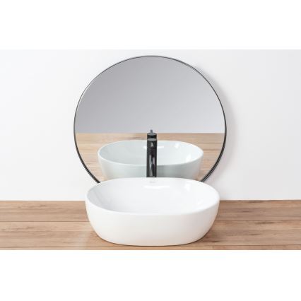 REA-U0416 - Lauaplaadile paigaldatav valamu AMELIA 34,5x48 cm keraamiline/läikiv valge