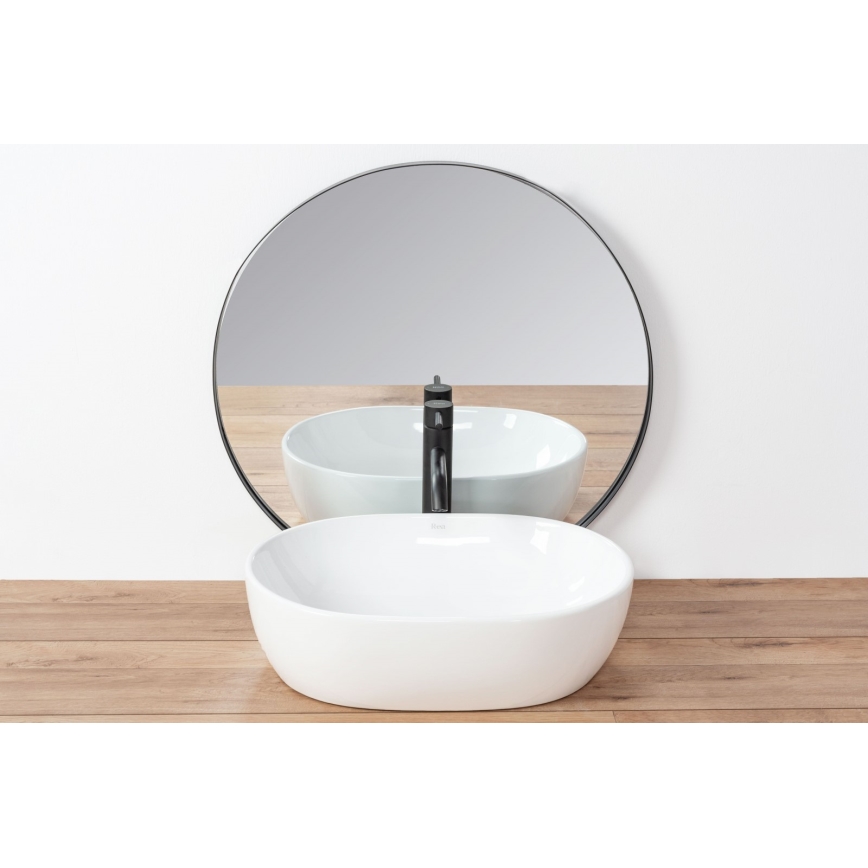 REA-U0416 - Lauaplaadile paigaldatav valamu AMELIA 34,5x48 cm keraamiline/läikiv valge