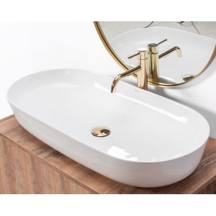 REA-U0563 - Lauale paigaldatav valamu CLEO 41x81 cm keraamiline/läikiv valge