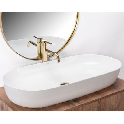 REA-U0563 - Lauale paigaldatav valamu CLEO 41x81 cm keraamiline/läikiv valge