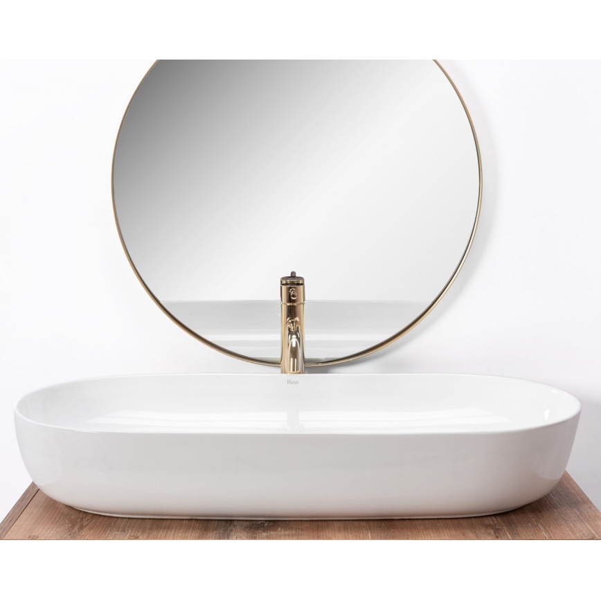 REA-U0563 - Lauale paigaldatav valamu CLEO 41x81 cm keraamiline/läikiv valge