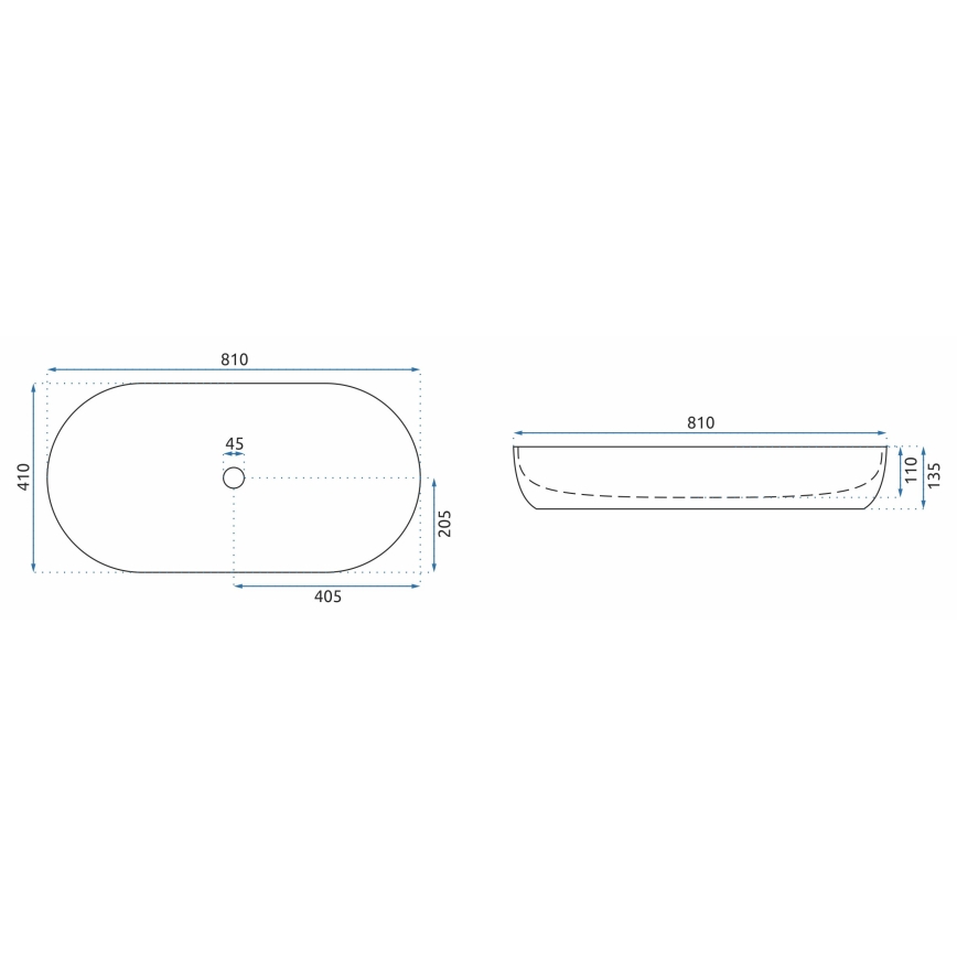 REA-U0563 - Lauale paigaldatav valamu CLEO 41x81 cm keraamiline/läikiv valge