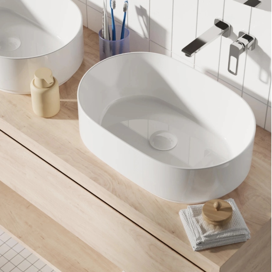 REA-U0600 - Lauale paigaldatav valamu ALMA 36x57 cm keraamiline/läikiv valge