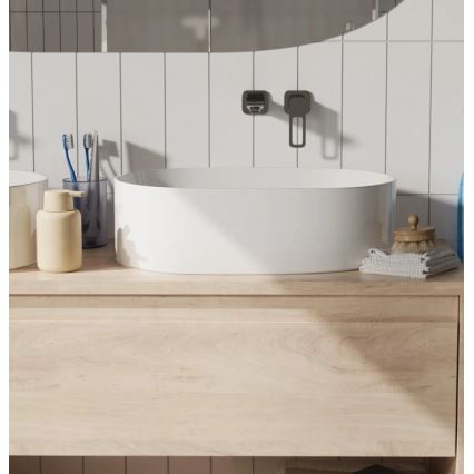 REA-U0600 - Lauale paigaldatav valamu ALMA 36x57 cm keraamiline/läikiv valge