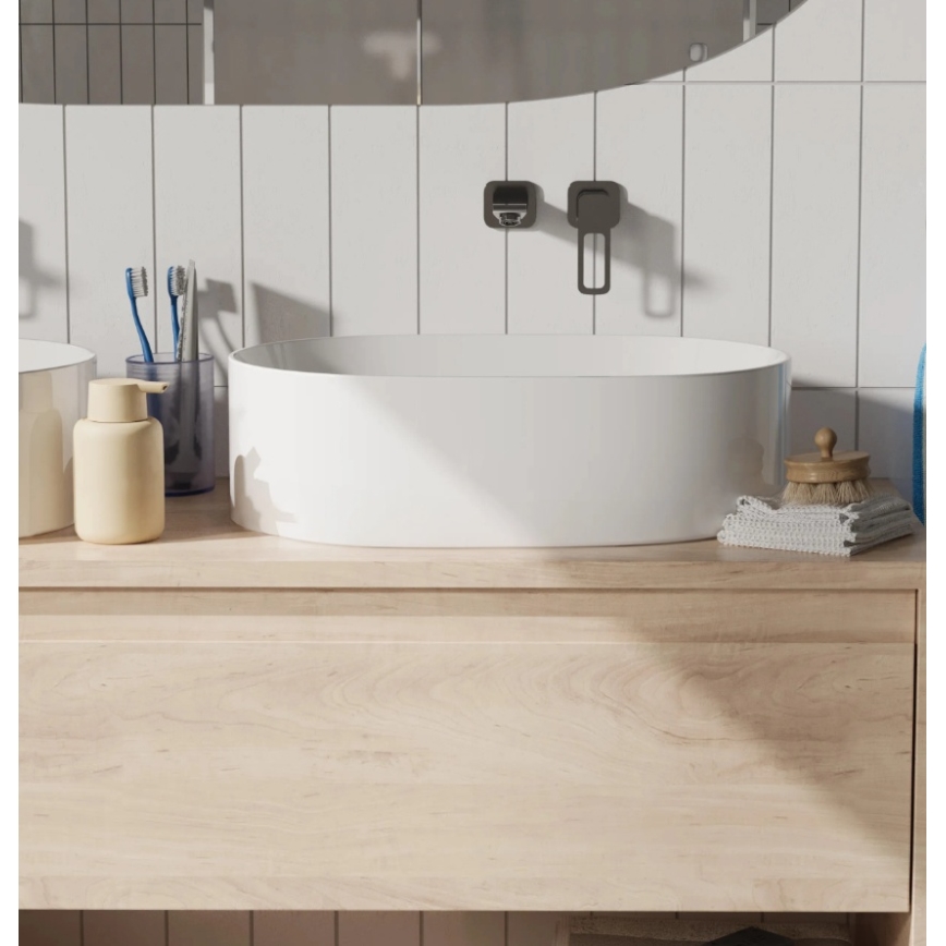 REA-U0600 - Lauale paigaldatav valamu ALMA 36x57 cm keraamiline/läikiv valge