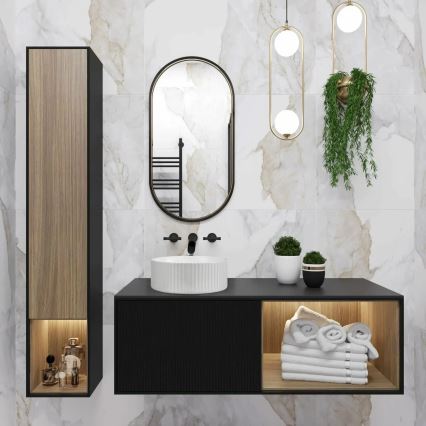 REA-U0601 - Lauale paigaldatav valamu DELIA 36 cm, läikiv valge / kivimustri imitatsioon