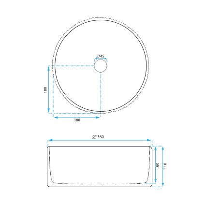 REA-U0601 - Lauale paigaldatav valamu DELIA 36 cm, läikiv valge / kivimustri imitatsioon