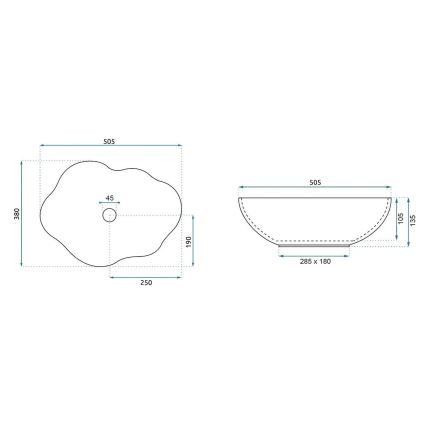 REA-U0617 - Lauale paigaldatav valamu PEARL 38x50,5 cm keraamiline/beež/kiviimitatsioon