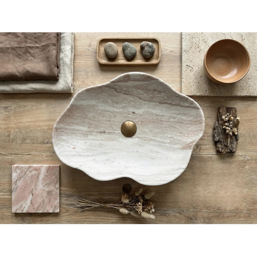 REA-U0618 - PEARL lauapealne valamu 38x50,5 cm keraamiline/beež/kiviimitatsioon