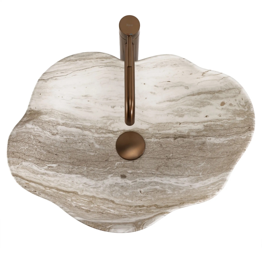 REA-U0618 - PEARL lauapealne valamu 38x50,5 cm keraamiline/beež/kiviimitatsioon