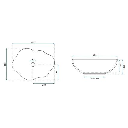 REA-U0618 - PEARL lauapealne valamu 38x50,5 cm keraamiline/beež/kiviimitatsioon